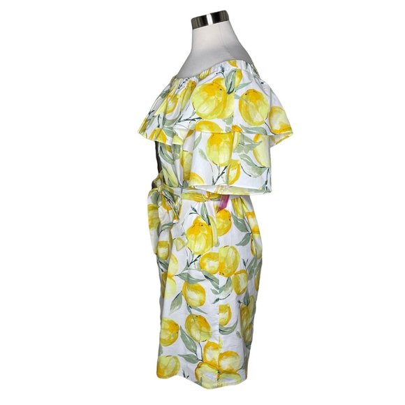 Betsey Johnson 14 off the shoulder lemon print dress - Picture 5 of 10